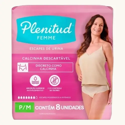 ROUPA INTIMA PLENITUD FEMME FEMININA TAMANHO P/M 8 UNIDADES
