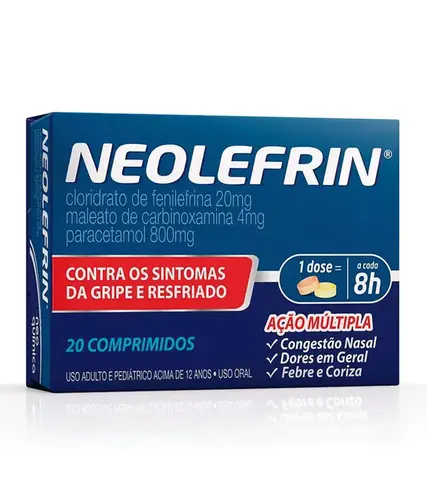 NEOLEFRIN 800MG+20MG+4MG 20 COMPRIMIDOS PARACETAMOL + FENILEFRINA CLORIDRATO + CARBINOXAMINA MALEATO
