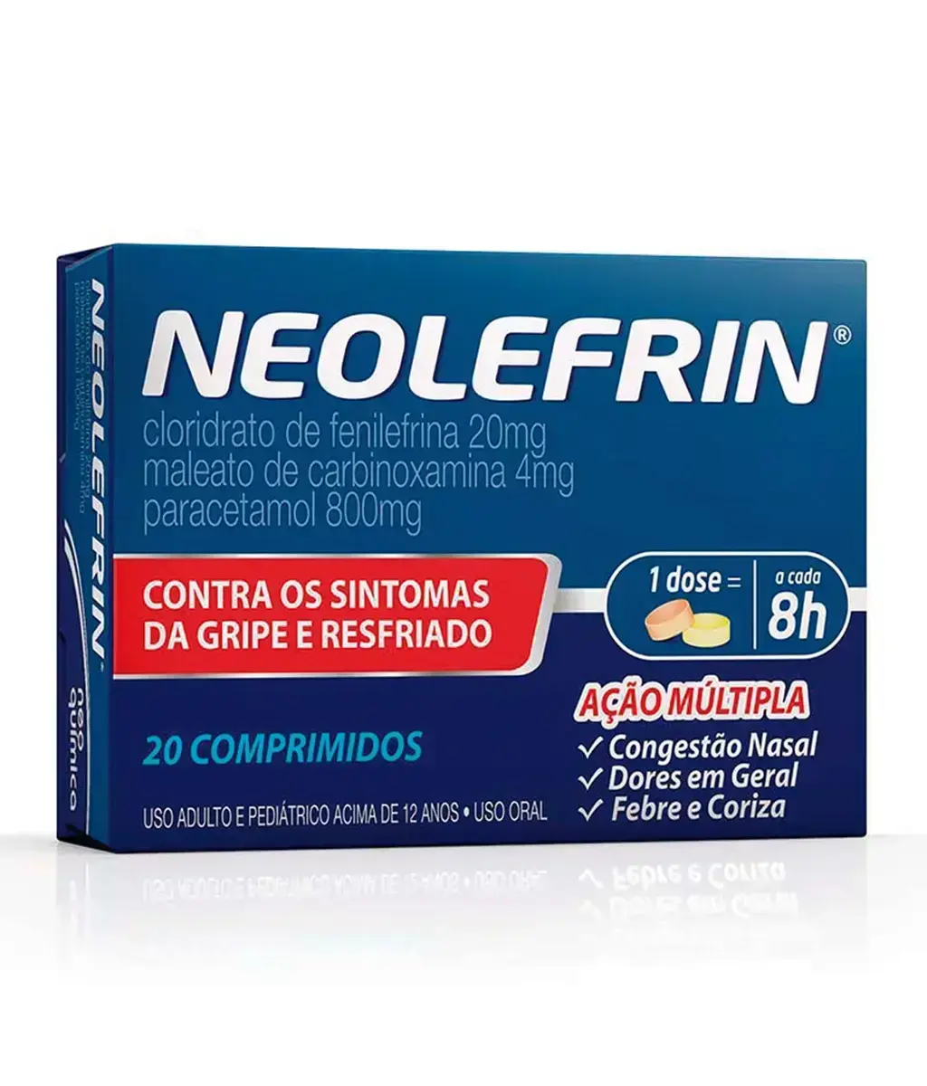 NEOLEFRIN 800MG+20MG+4MG 20 COMPRIMIDOS PARACETAMOL + FENILEFRINA CLORIDRATO + CARBINOXAMINA MALEATO