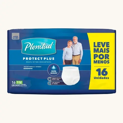 ROUPA INTIMA PLENITUD PLUS FIT TAMANHO P/M 16 UNIDADES