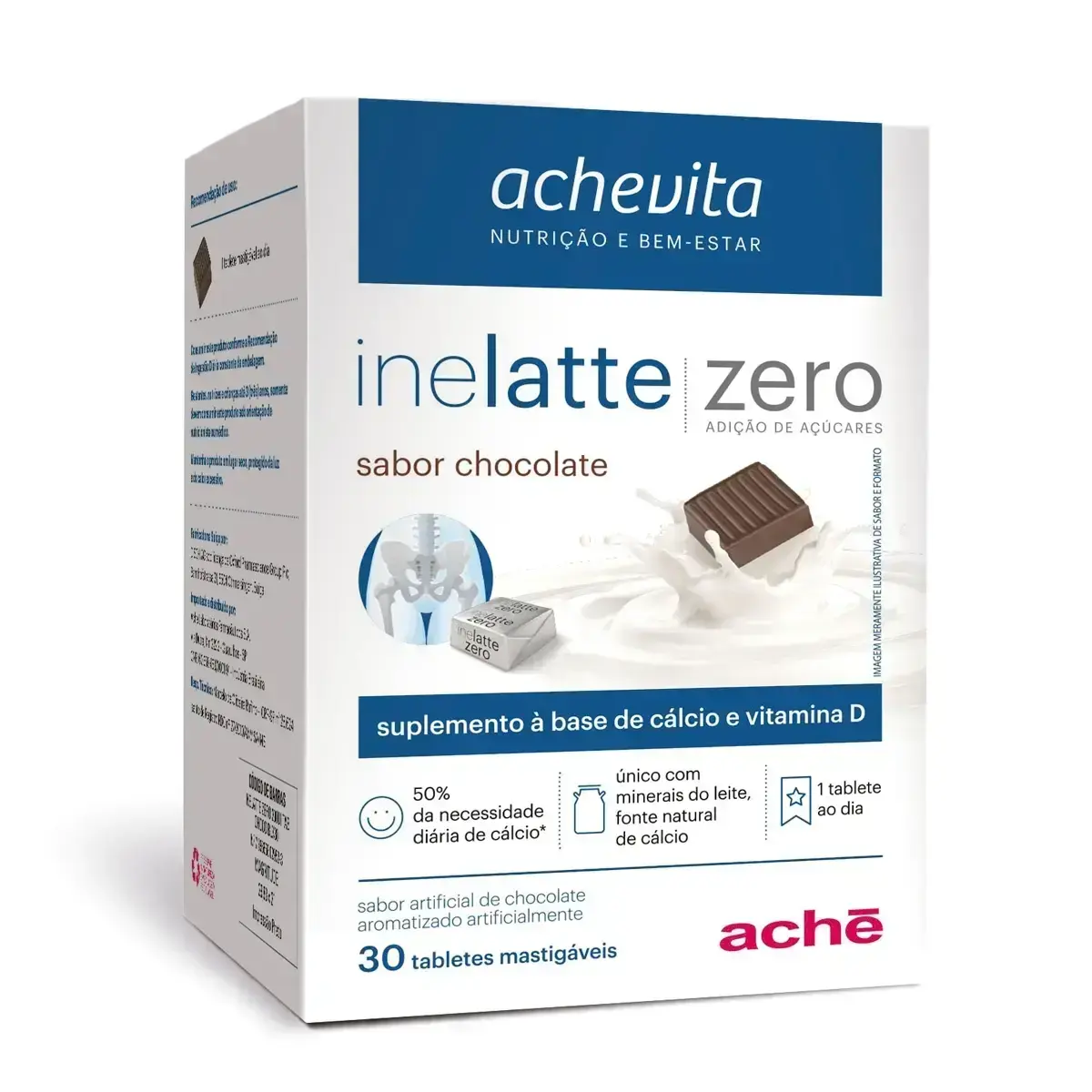 INELATTE CHOCOLATE ZERO 30TABLETES CALCIO + VITAMINA D