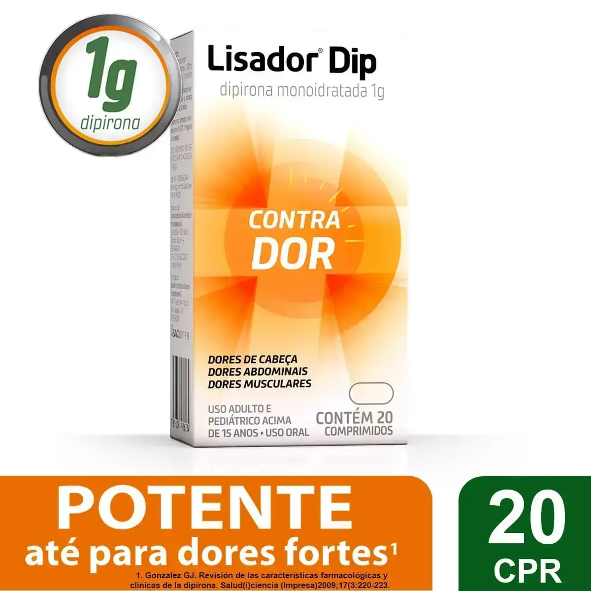 LISADOR DIP 1GR 20 COMPRIMIDOS DIPIRONA MONOIDRATADA