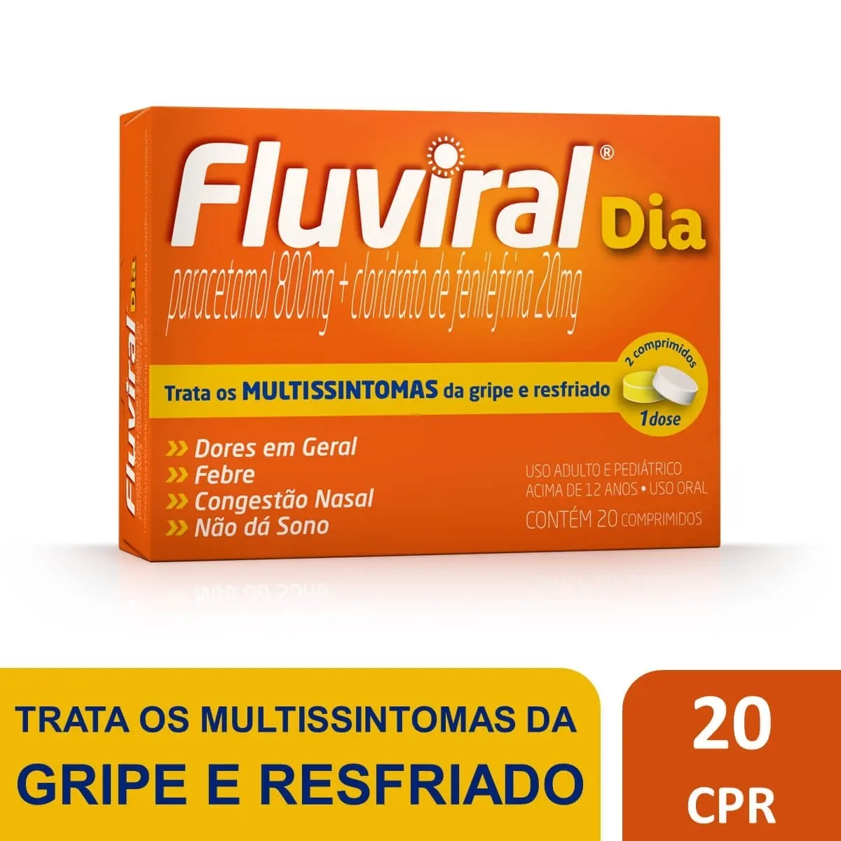 FLUVIRAL DIA 20 COMPRIMIDOS PARACETAMOL + FENILEFRINA