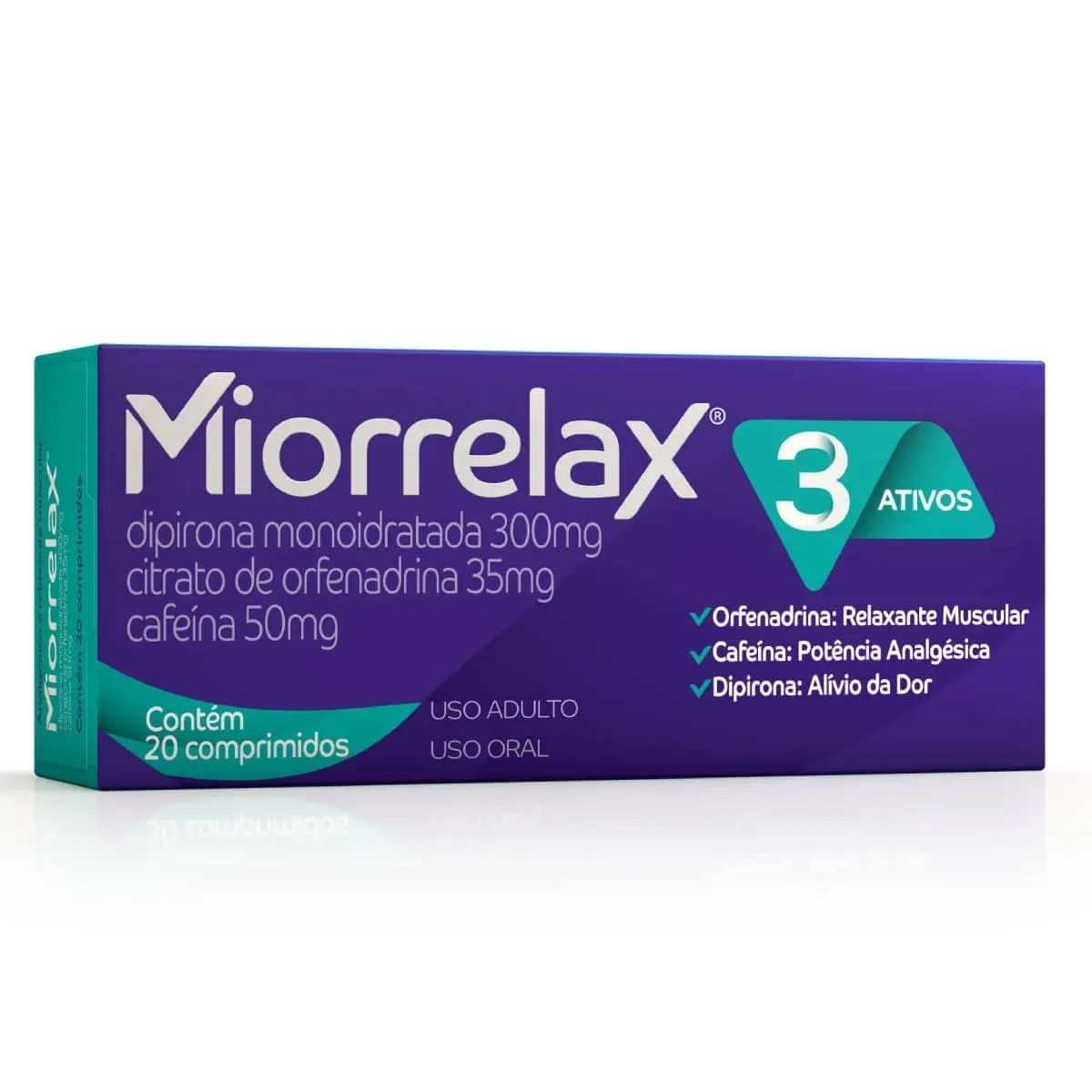 MIORRELAX 20 COMPRIMIDOS ORFENADRINA CITRATO + DIPIRONA + CAFEINA