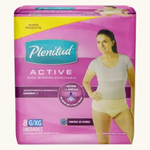 ROUPA INTIMA PLENITUD ACTIVE FEMININA TAMANHO G/XG 8 UNIDADES