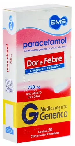 PARACETAMOL 750MG 20 COMPRIMIDOS GENERICO EMS PARACETAMOL
