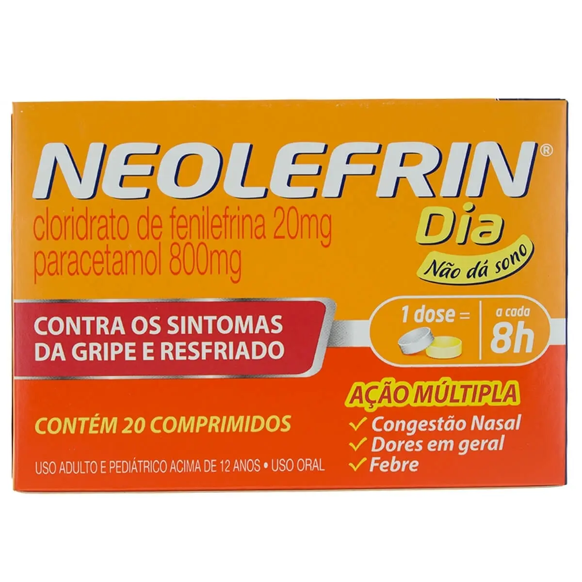 NEOLEFRIN DIA 800MG+20MG 20 COMPRIMIDOS PARACETAMOL + FENILEFRINA