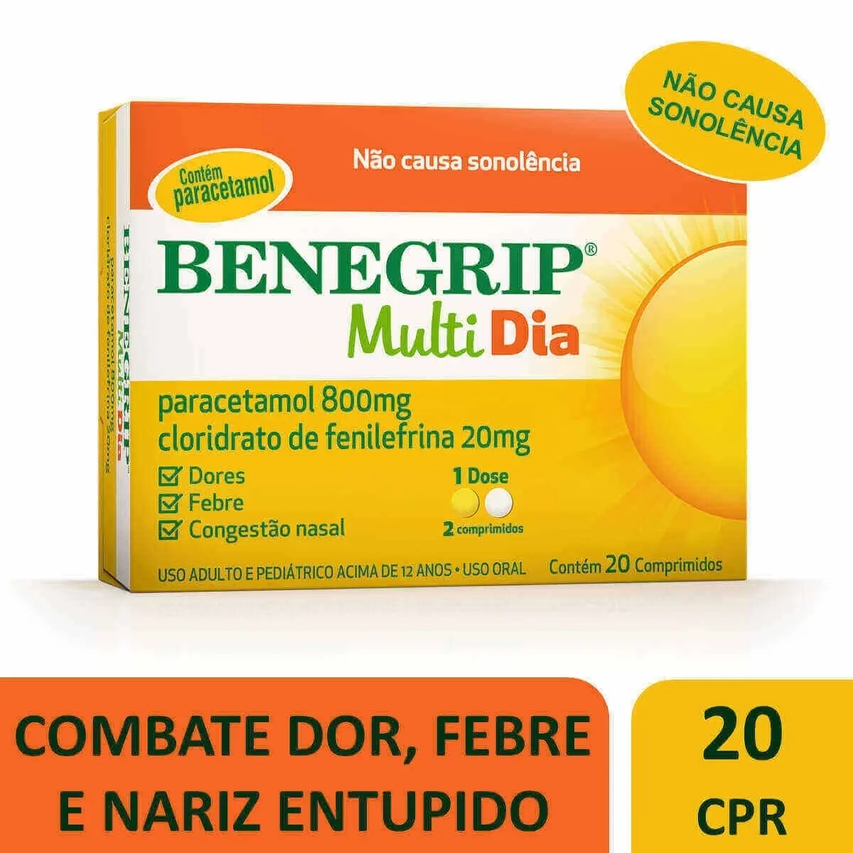 BENEGRIP MULTI DIA 20 COMPRIMIDOS PARACETAMOL + FENILEFRINA