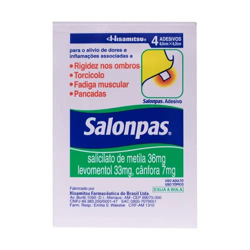 SALONPAS ADESIVO PEQUENO 4 UNIDADES SALICILATO DE METILA + CANFORA + MENTOL