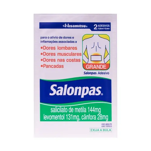 SALONPAS ADESIVO GRANDE 2 UNIDADES SALICILATO DE METILA + CANFORA + MENTOL