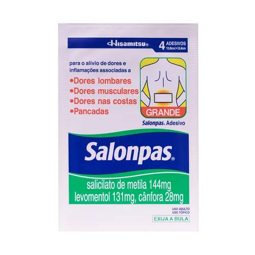 SALONPAS ADESIVO GRANDE 4 UNIDADES SALICILATO DE METILA + CANFORA + MENTOL