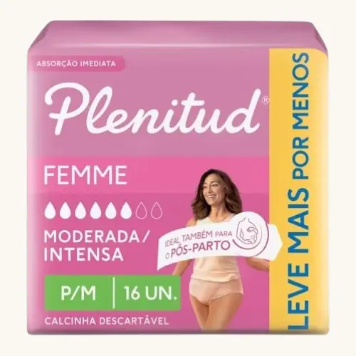 ROUPA INTIMA PLENITUD FEMME FEMININA TAMANHO P/M 16 UNIDADES