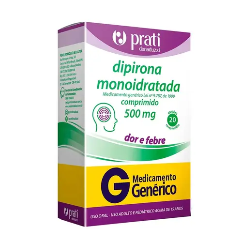 DIPIRONA 500MG 30 COMPRIMIDOS GENERICO PRATI DONADUZZI DIPIRONA MONOIDRATADA