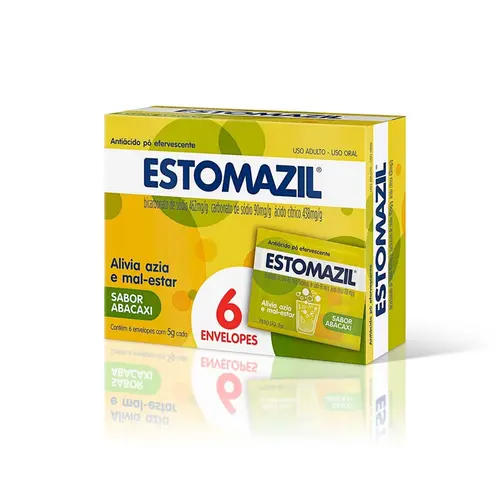 ESTOMAZIL ABACAXI 6 ENVELOPES 5GR BICARBONATO DE SODIO + CARBONATO DE SODIO + ACIDO CITRICO