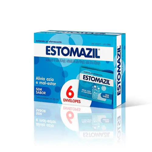 ESTOMAZIL SEM SABOR 6 ENVELOPES 5GR BICARBONATO DE SODIO + CARBONATO DE SODIO + ACIDO CITRICO