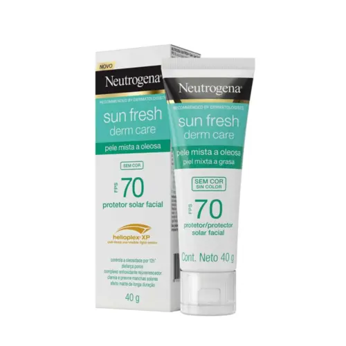 PROTETOR SOLAR FACIAL NEUTROGENA SUN FRESH DERM CARE FPS70 40GR PELE MISTA A OLEOSA