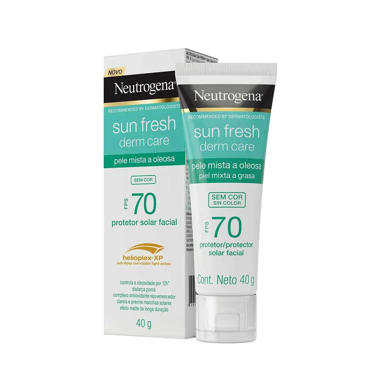 PROTETOR SOLAR FACIAL NEUTROGENA SUN FRESH DERM CARE FPS70 40GR PELE MISTA A OLEOSA