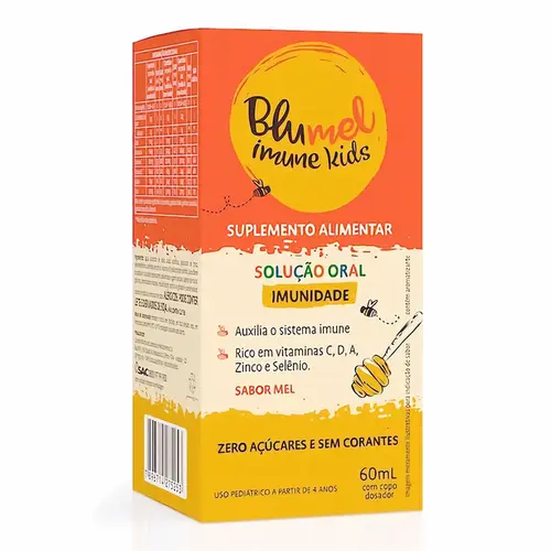 BLUMEL IMUNE KIDS SOLUCAO ORAL 60ML SABOR MEL MULTIVITAMINICO - POLIVITAMINICO
