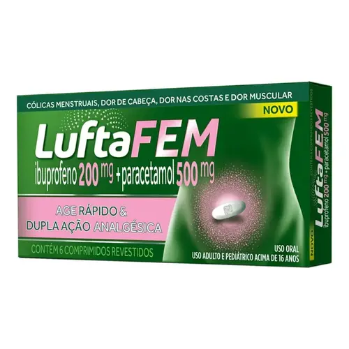 LUFTAFEM 200MG+500MG 6 COMPRIMIDOS IBUPROFENO + PARACETAMOL