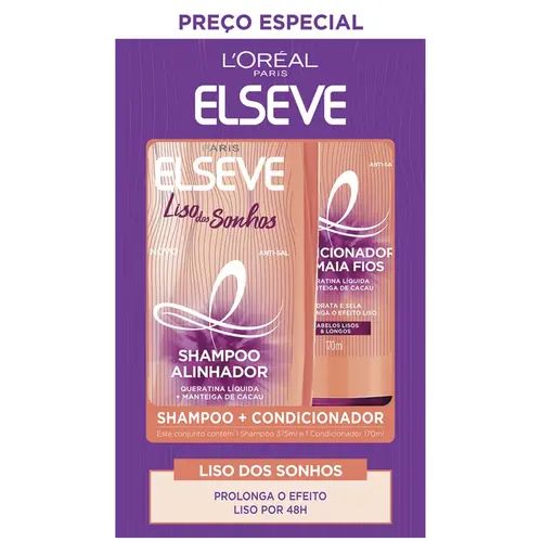 KIT ELSEVE LISO DOS SONHOS SHAMPOO 375ML + CONDICIONADOR 170ML