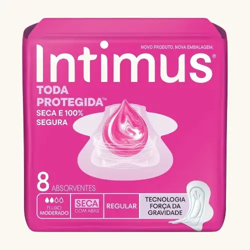 ABSORVENTE INTIMUS GEL TRIPLA PROTECAO COM ABAS SECA 8 UNIDADES