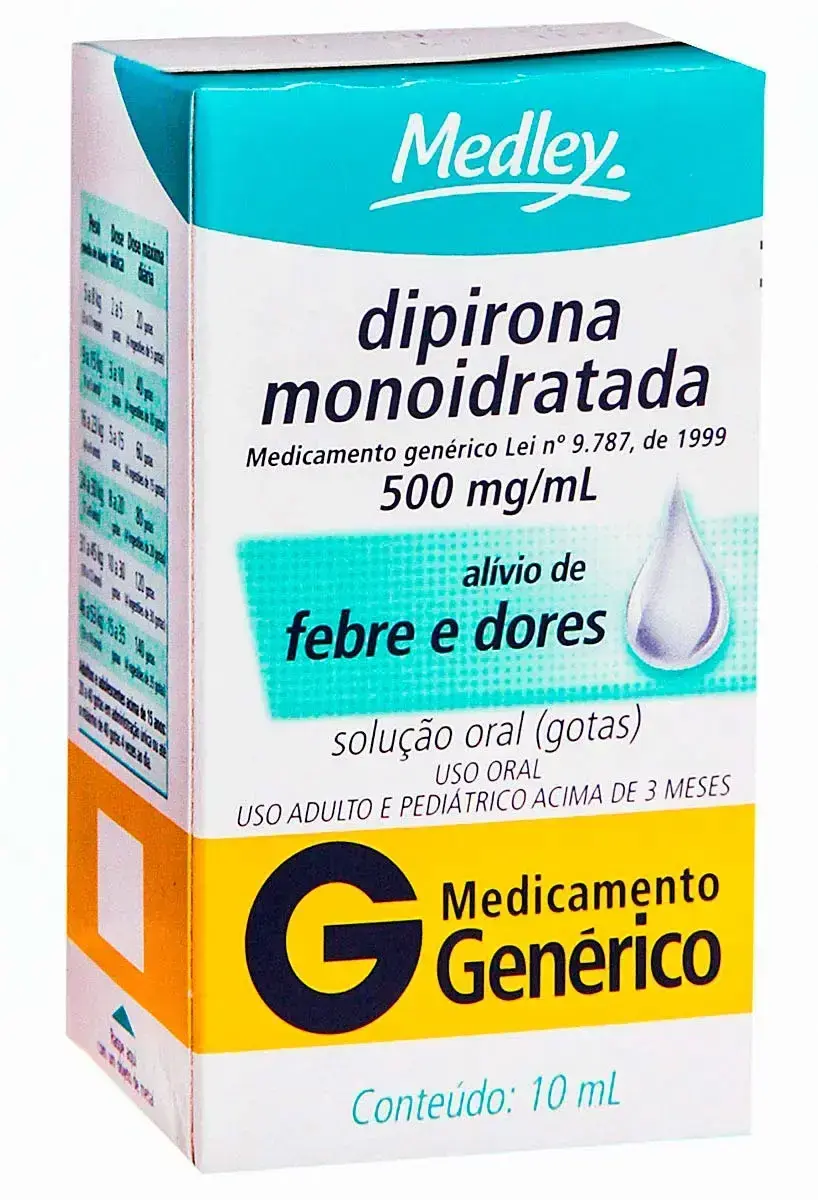 DIPIRONA 500MG/ML GOTAS 10ML GENERICO MEDLEY DIPIRONA MONOIDRATADA