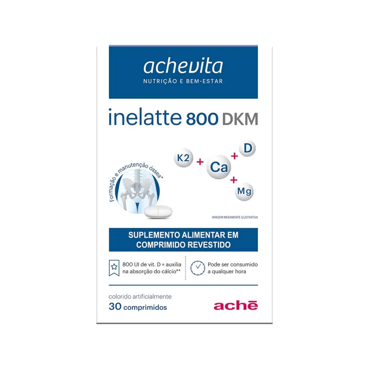 INELATTE 800DKM 30 COMPRIMIDOS CALCIO + MAGNESIO + VITAMINA K2 + VITAMINA D