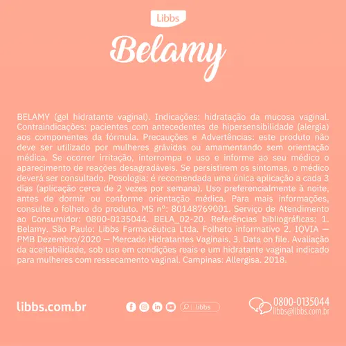 BELAMY GEL VAGINAL HIDRATANTE  2,5GR + 8 APLICADORES