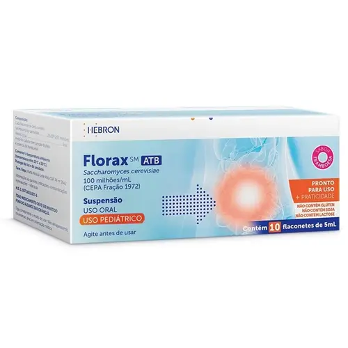 FLORAX PEDIATRICO ATB 10 FLACONETES 5ML SABOR FRAMBOESA