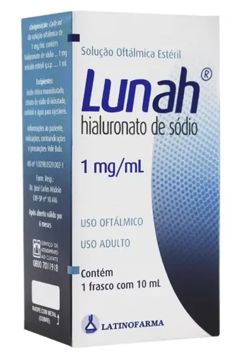 LUNAH 2MG 10ML SOLUCAO OFTALMICA HIALURONATO DE SODIO