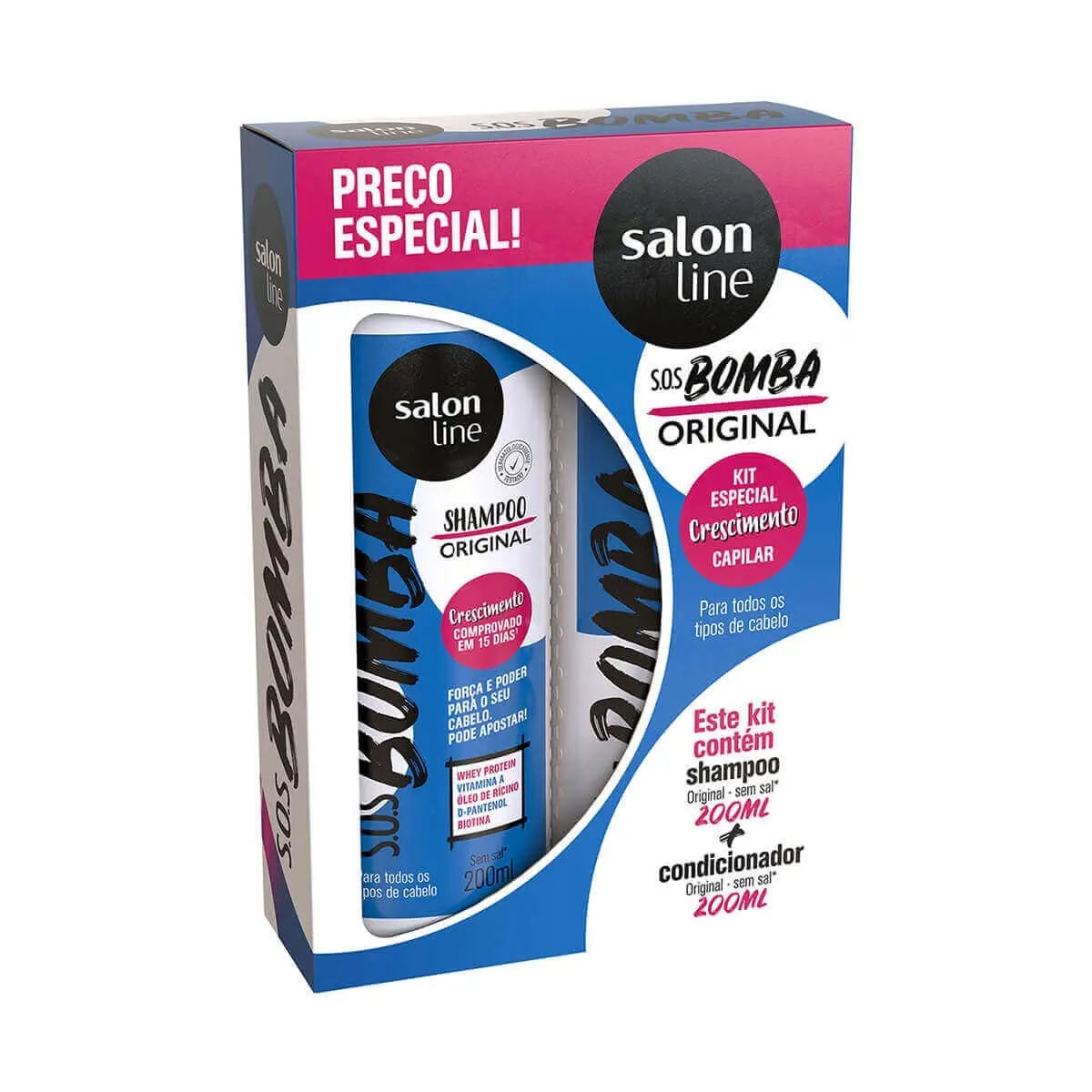 KIT SALON LINE SHAMPOO + CONDICIONADOR BOMBA ORIGINAL 200ML