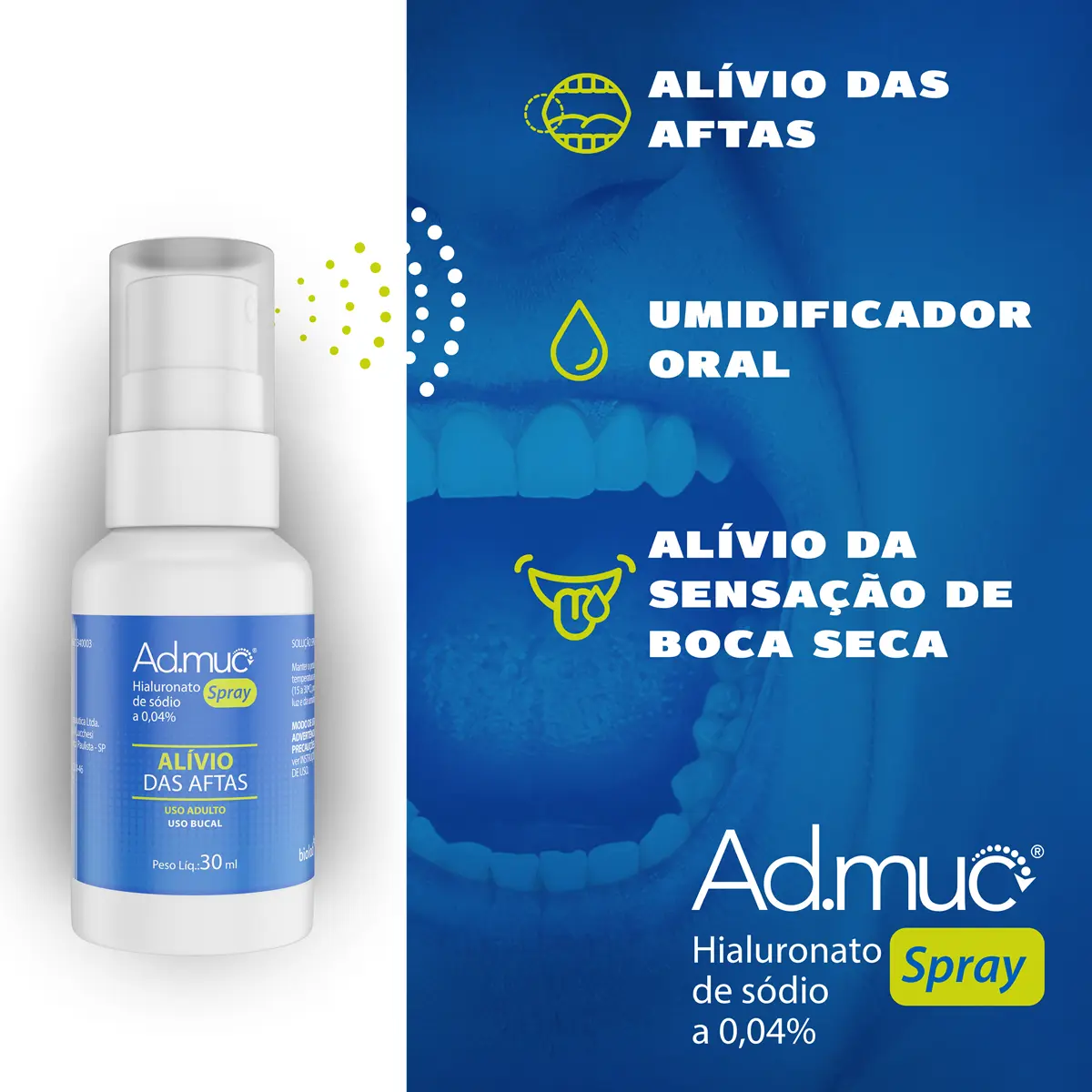 AD-MUC HIDRATANTE BUCAL SPRAY 30ML HIALURONATO DE SODIO