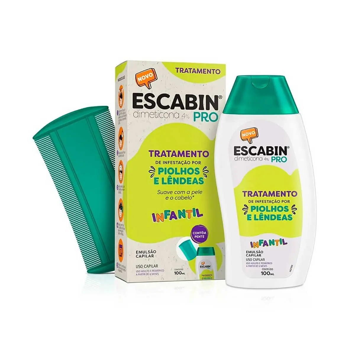 ESCABIN PRO 4% EMULSAO 100ML DIMETICONA