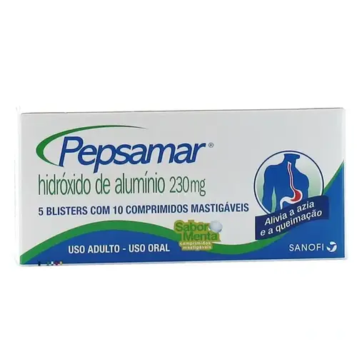 PEPSAMAR 230MG 50 COMPRIMIDOS MASTIGAVEIS HIDROXIDO DE ALUMINIO