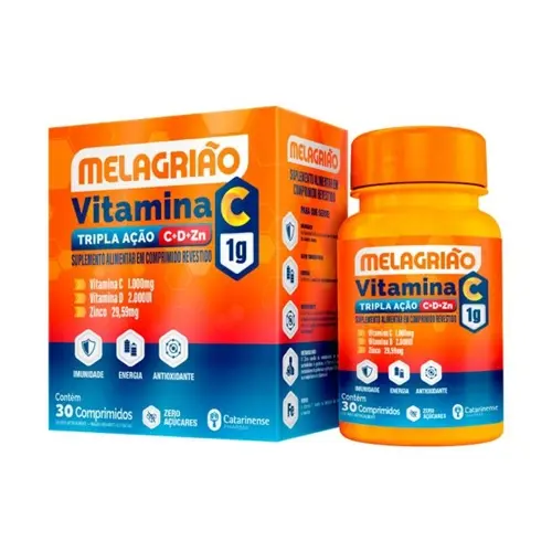 MELAGRIAO VITAMINA C 1GR 30 COMPRIMIDOS ACIDO ASCORBICO + ZINCO