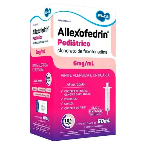 ALLEXOFEDRIN PEDIATRICO 6MG/ML 60ML SABOR FRAMBOESA FEXOFENADINA CLORIDRATO