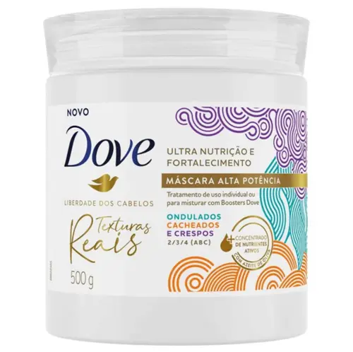 MASCARA DOVE TEXTURAS REAIS ONDULADOS, CACHEADOS E CRESPOS 500GR