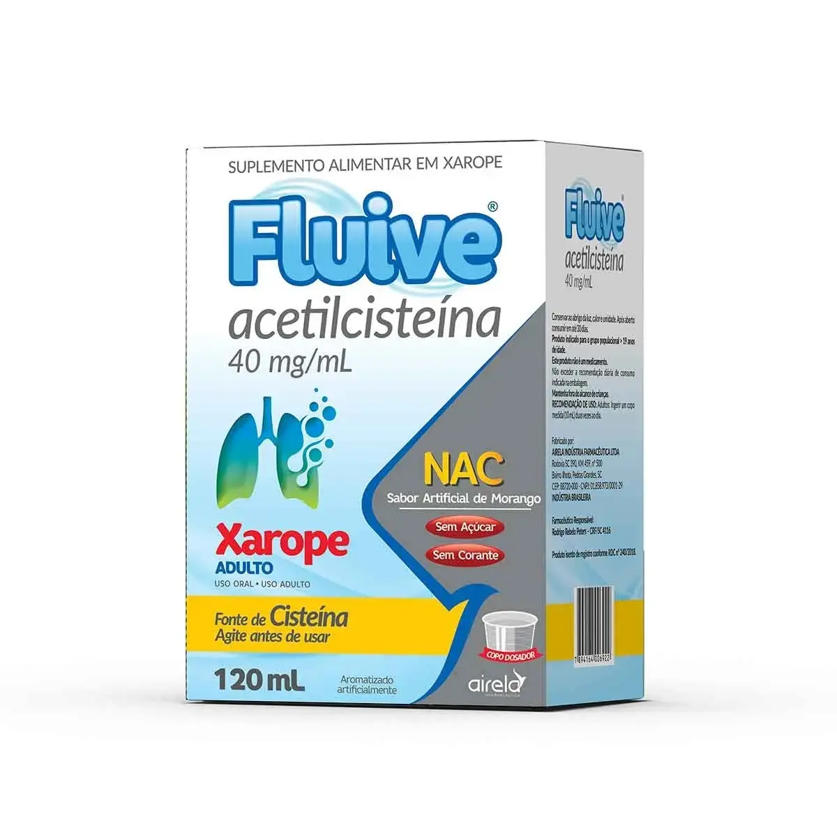 FLUIVE 40MG/ML 120ML XAROPE SABOR MORANGO ACETILCISTEINA