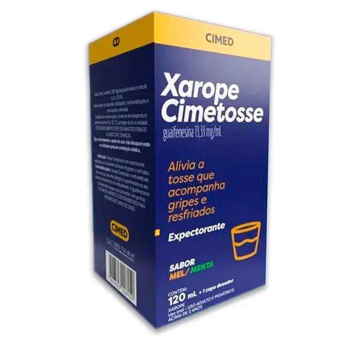 CIMETOSSE 13,33MG/ML XAROPE 120ML SABOR MEL E MENTA GUAIFENESINA