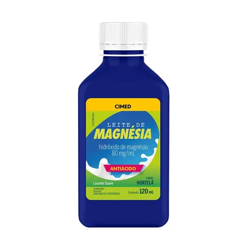 LEITE DE MAGNESIA MAGNAZIA CIMED ANTIACIDO HORTELA 120ML HIDROXIDO DE MAGNESIO