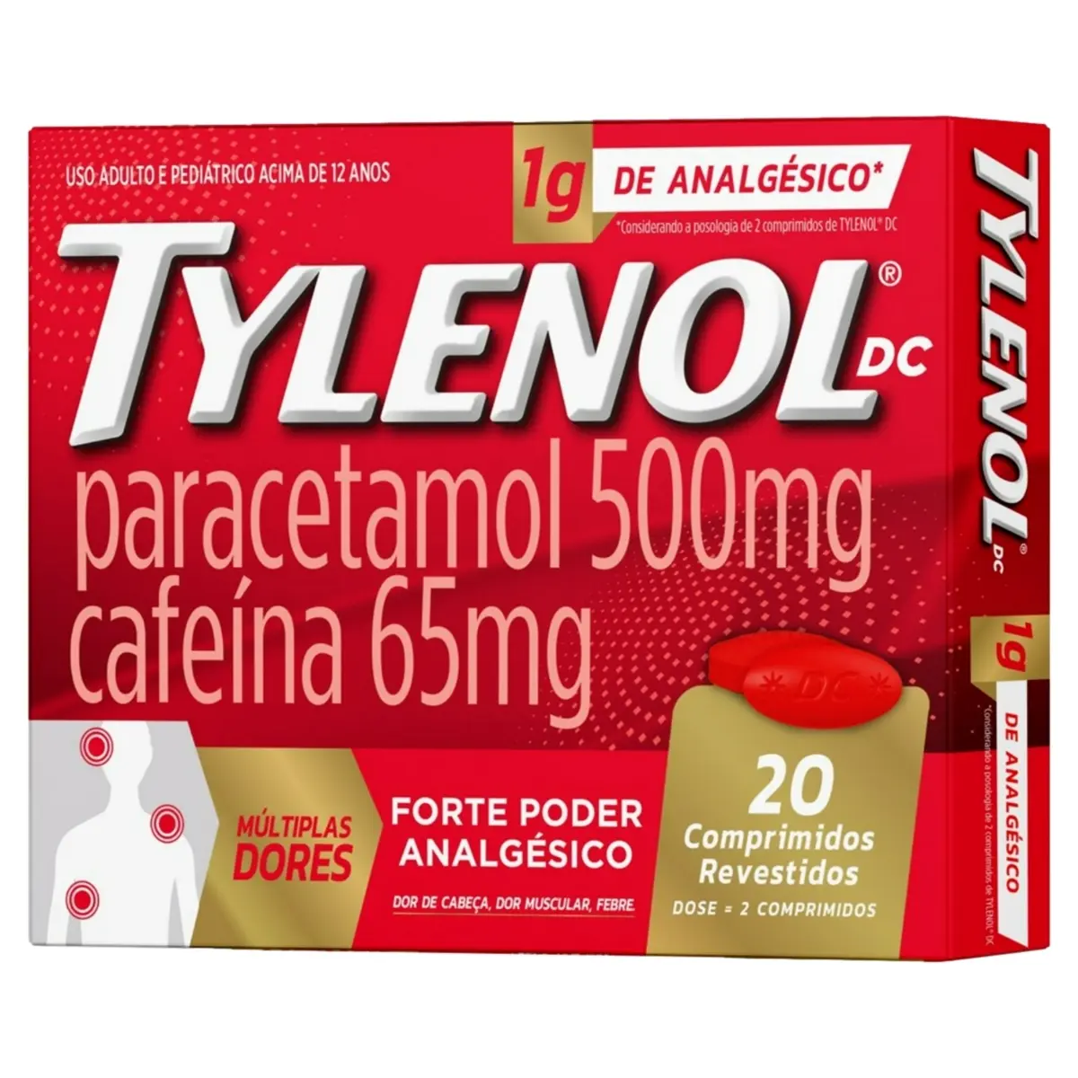 TYLENOL DC MULTIPLAS DORES 1GR 20 COMPRIMIDOS - TYLENOL DC