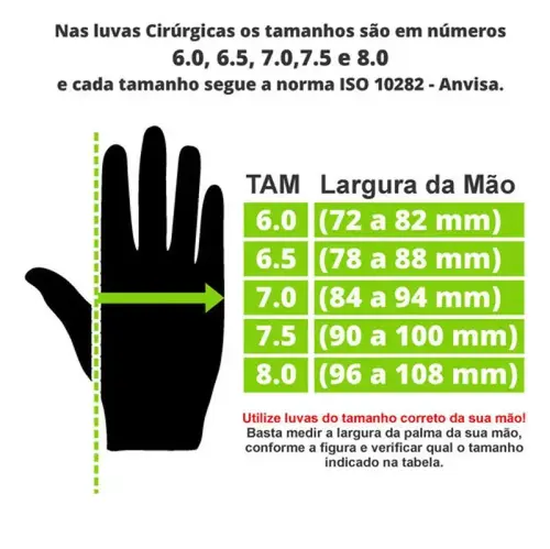 LUVA LIFE PLUS CIRURGICA ESTERIL COM PO 6,5