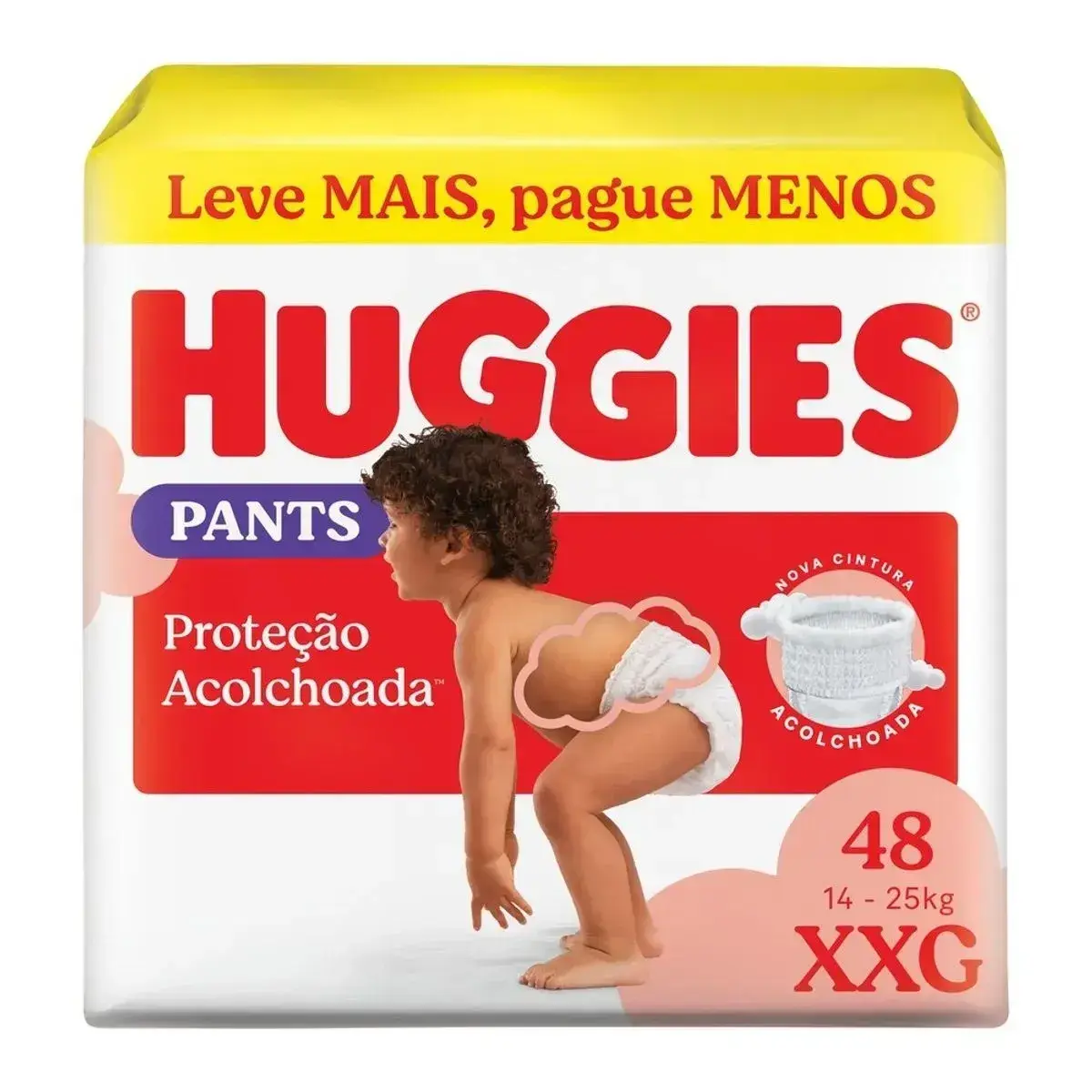 FRALDA HUGGIES PROTECAO ACOLCHOADA PANTS XXG 48 UNIDADES