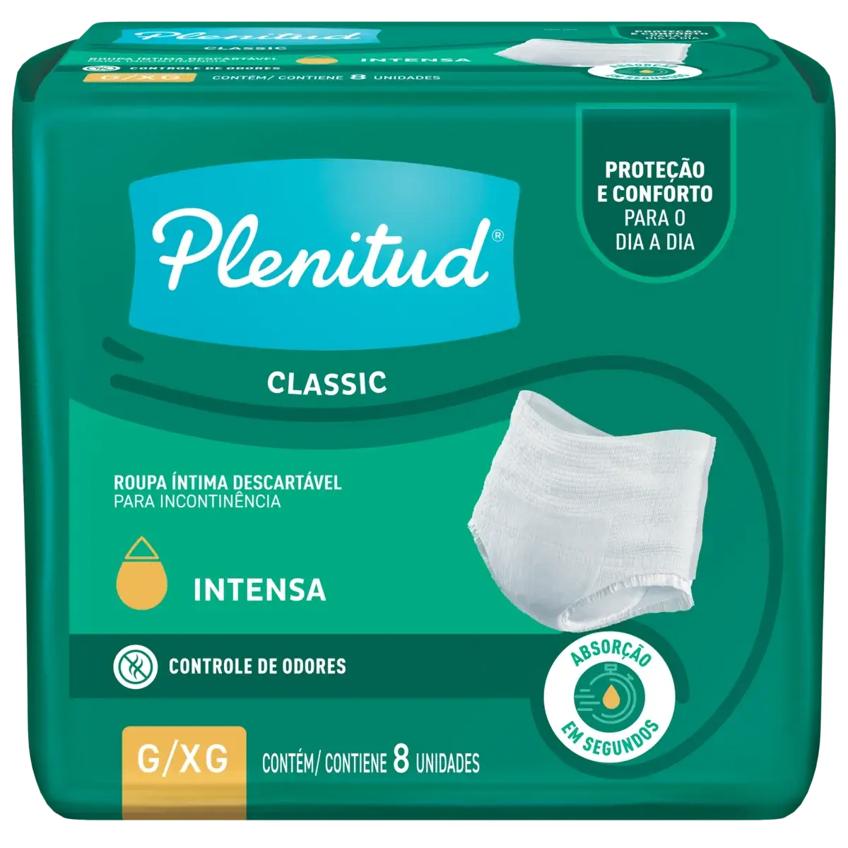 ROUPA INTIMA PLENITUD FRESCOR DIARIO G/XG 8 UNIDADES