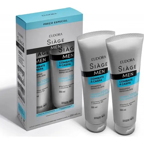 KIT SIAGE MEN SHAMPOO COMBATE A CASPA 250ML 2 UNIDADES