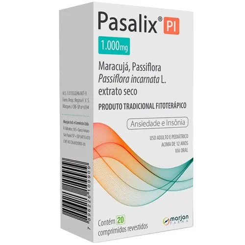 PASALIX PI 1000MG 20 COMPRIMIDOS PASSIFLORA INCARNATA + ASSOCIACAO