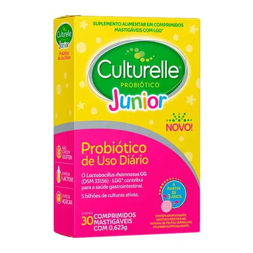 CULTURELLE PROBIOTICOS JUNIOR 30 COMPRIMIDOS MASTIGAVEIS LACTOBACILLUS RHAMNOSUS