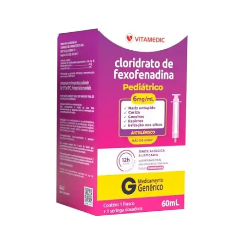 FEXOFENADINA 6MG/ML SUSPENSAO 60ML GENERICO VITAMEDIC