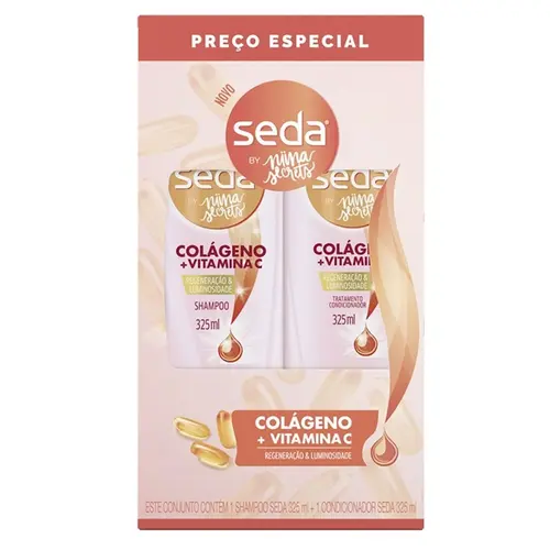KIT SEDA SHAMPOO + CONDICIONADOR COLAGENO E VIT C BY NIINA SECRETS 325ML