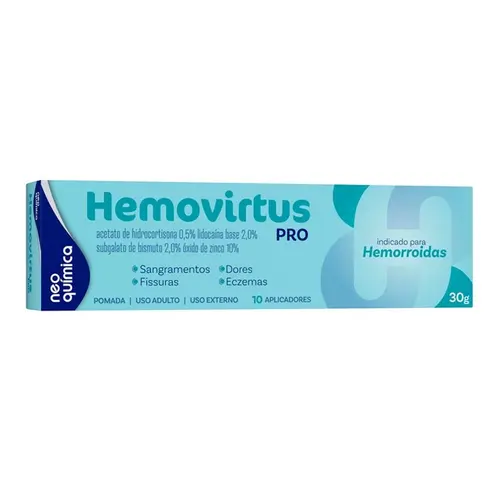 HEMOVIRTUS PRO 30GR 10 APLICADORES HIDROCORTISONA + LIDOCAINA + ZINCO + BISMUTO